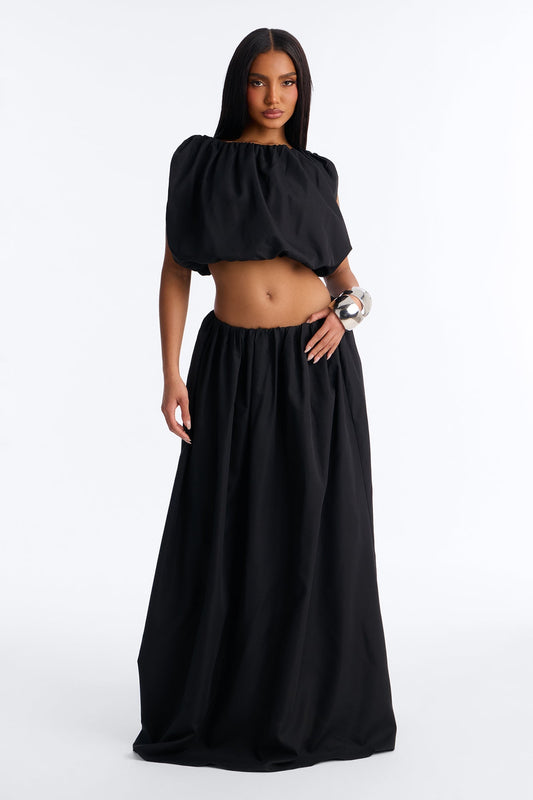 Willow Poplin Maxi Skirt - Black