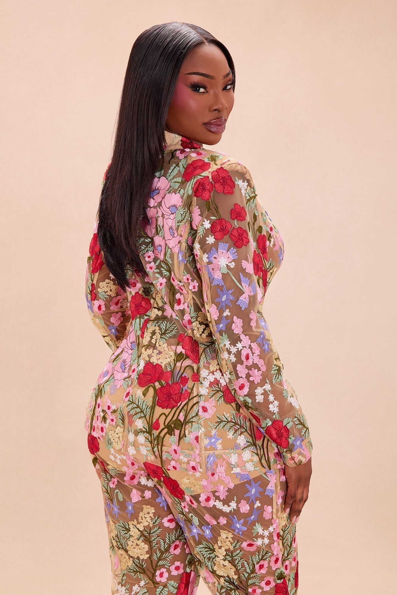 Erin Embroidered Blazer - Nude/combo