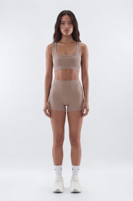 CottonFlex™ 4″ Sports Biker Short - Taupe