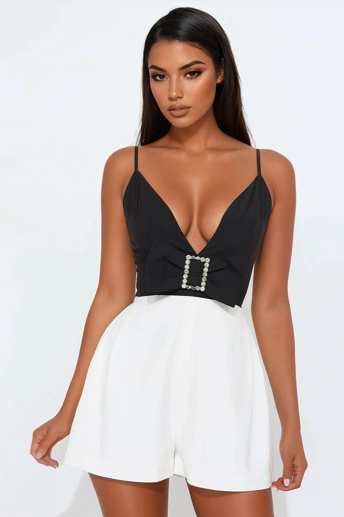 Cocktail Cutie Romper - Black/White
