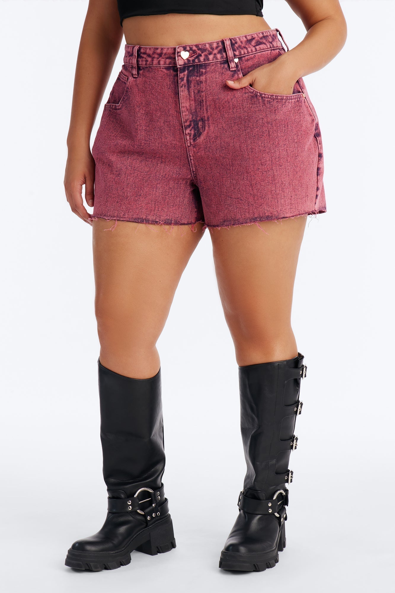 Love You More Denim Shorts - Pink