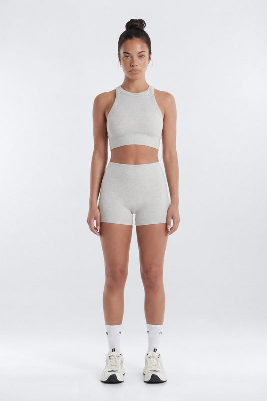 CottonFlex™ 4″ Sports Biker Short - Heather Grey