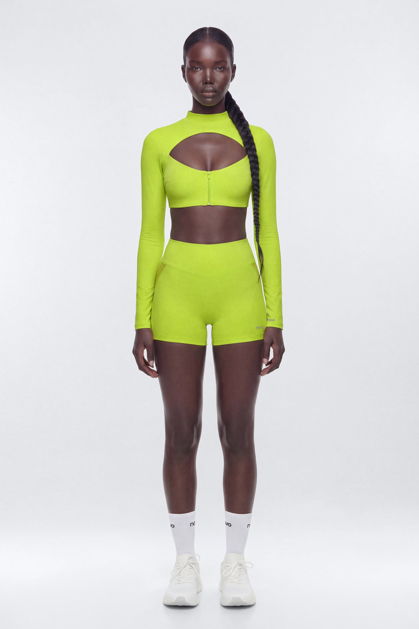 AirSculpt™ 3″ Mesh Contrast Sports Biker Short - Chartreuse