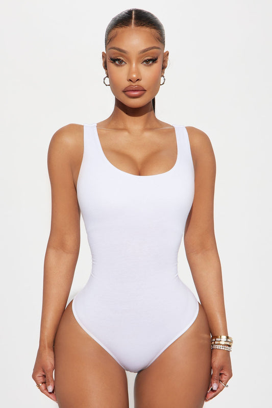 Jenna Double Lined Jersey Bodysuit - White