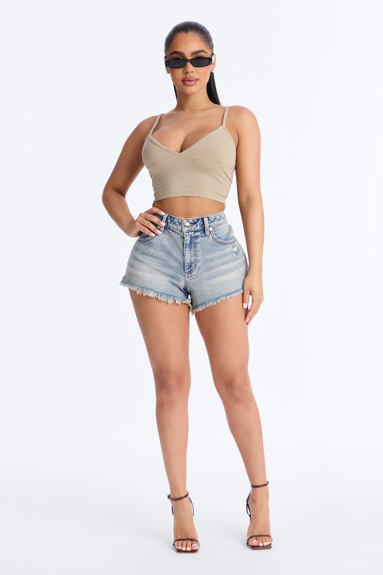 Brooklyn Cut Off Denim Shorts - Vintage Wash