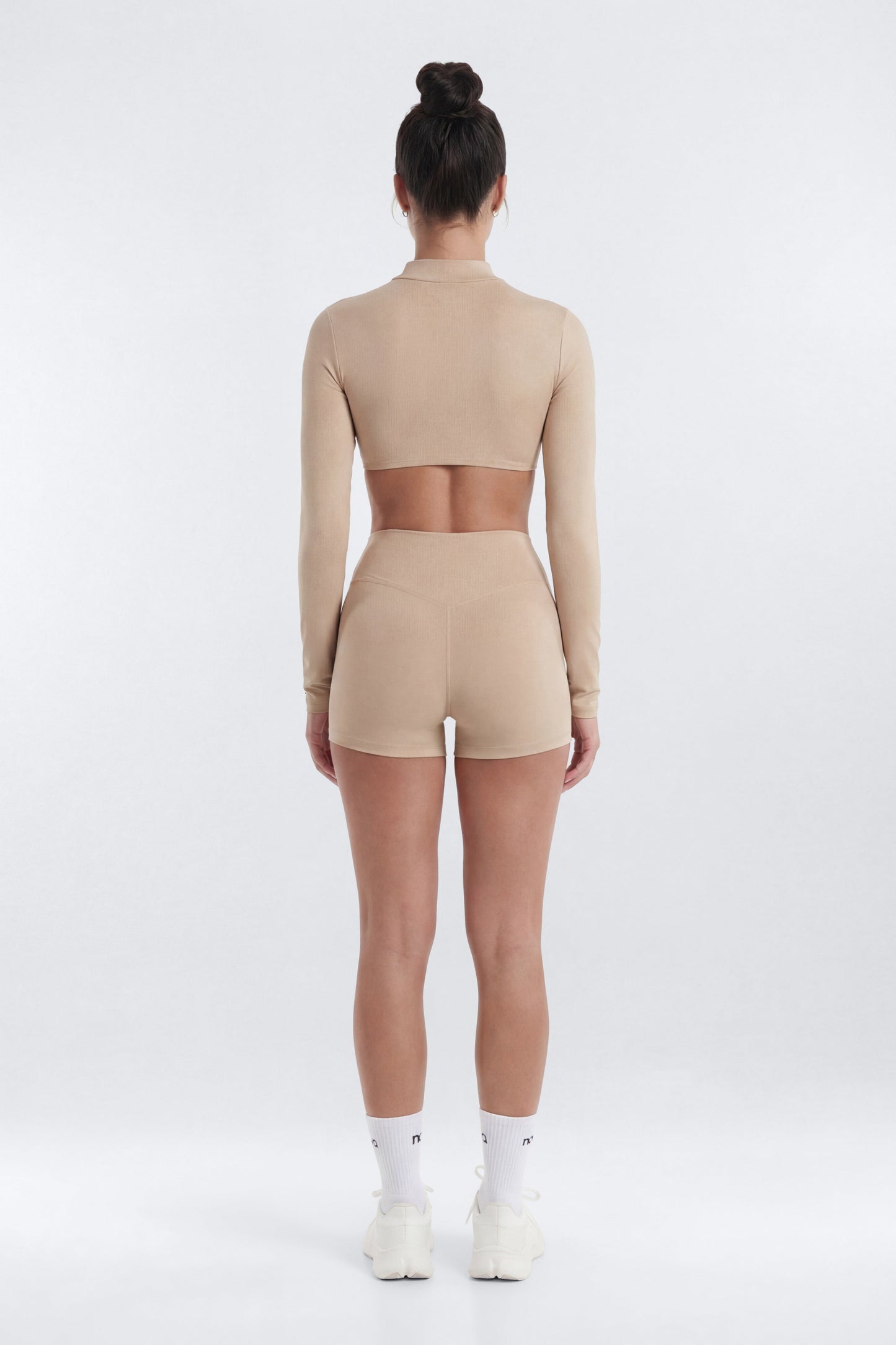 AirSculpt™ 3″ Mesh Contrast Sports Biker Short - Taupe