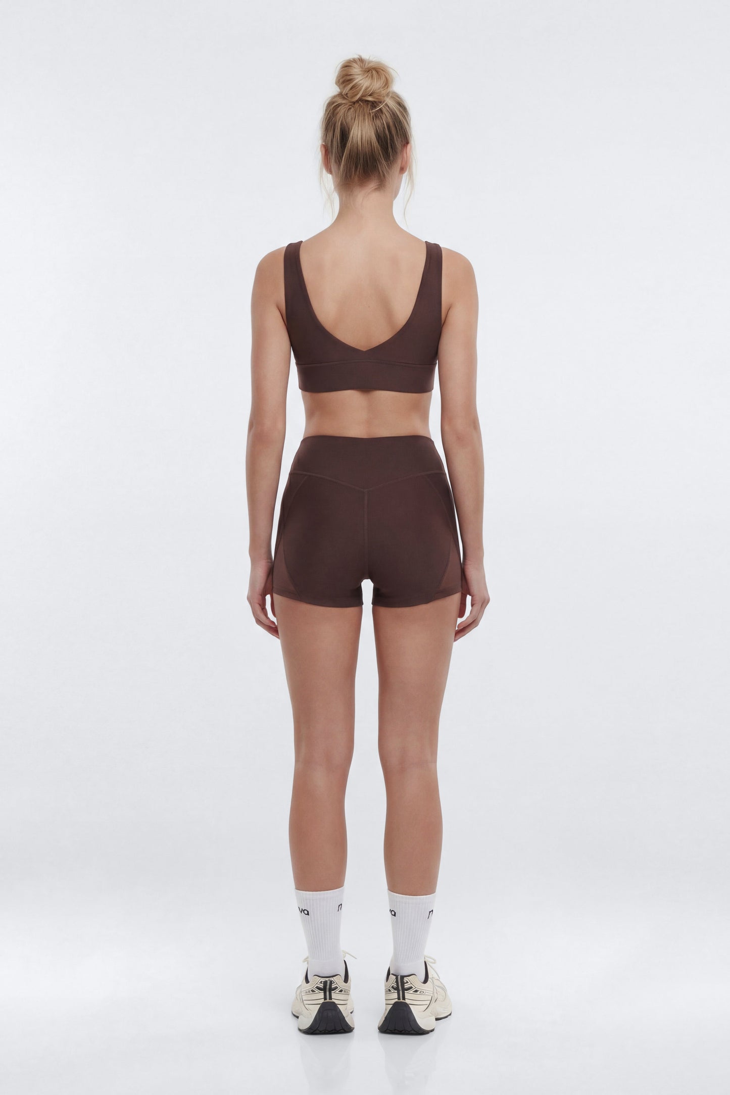 AirSculpt™ 3″ Mesh Contrast Sports Biker Short - Brown