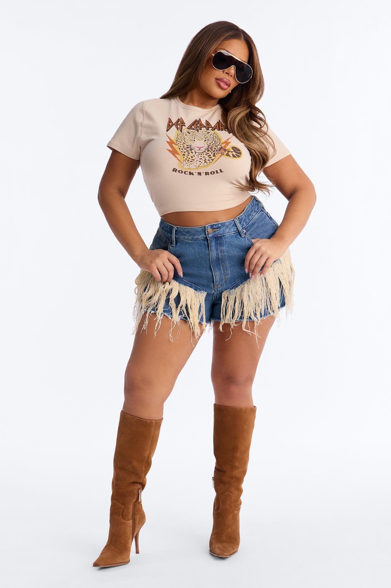 Indio Fringe Ripped High Rise Denim Shorts - Vintage Wash