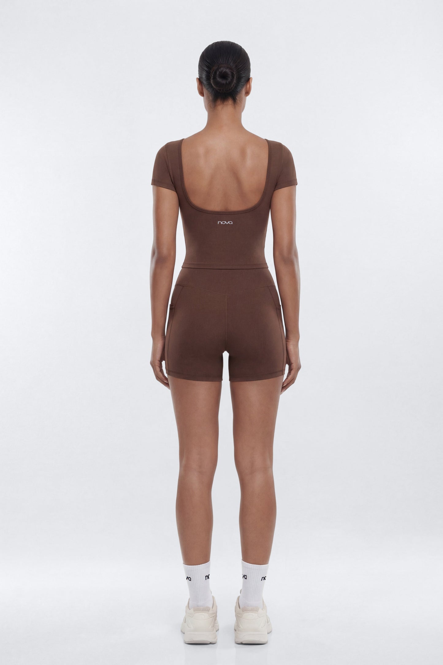 CloudForm™ High Waist 5″ Side Pocket Biker Short - Brown