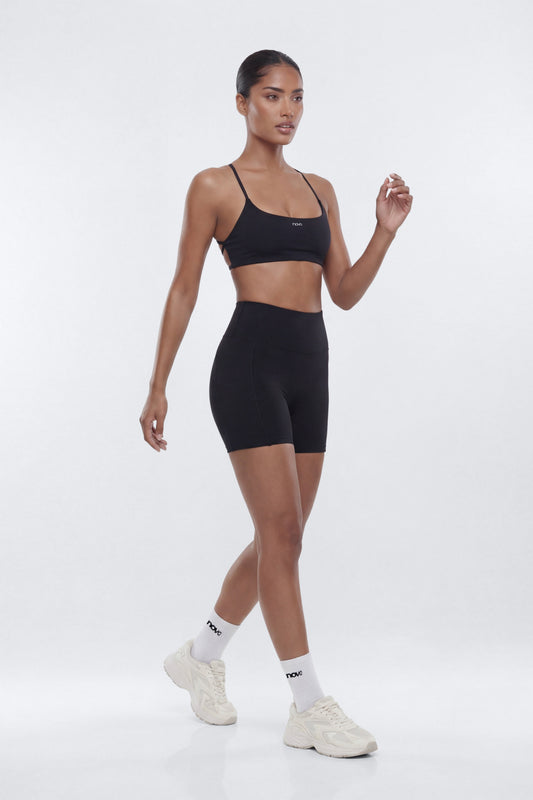 CloudForm™ High Waist 5″ Side Pocket Biker Short - Black