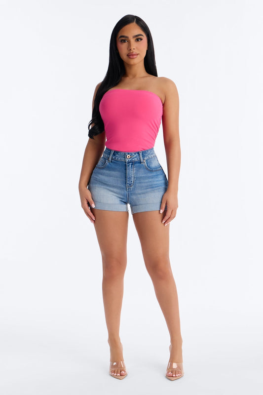 Zuma Booty Lifter Stretch Denim Shorts - Light Wash