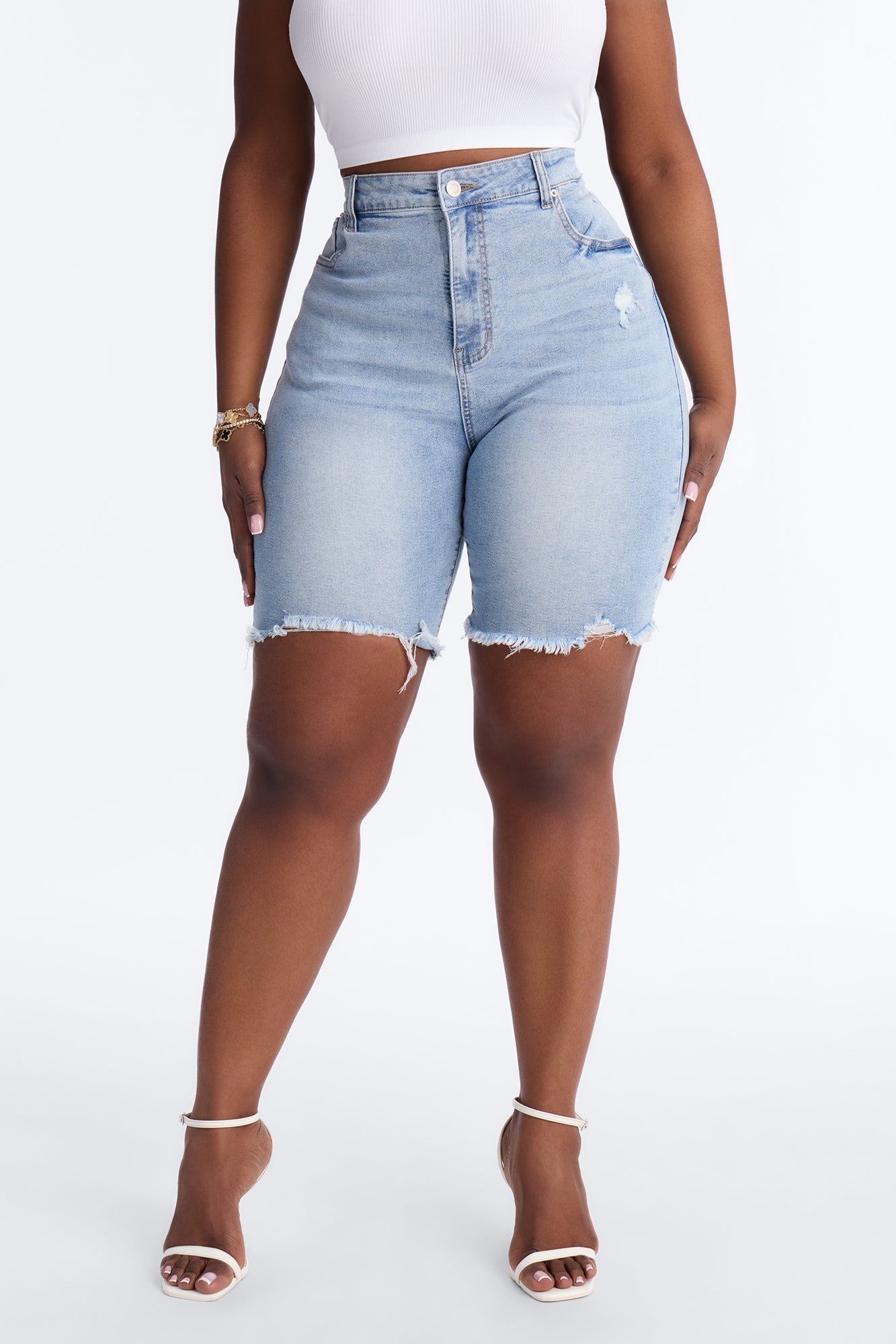Long Weekend Stretch Bermuda Denim Shorts - Light Wash