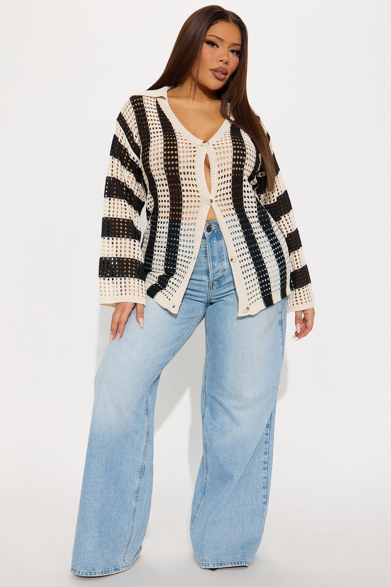 Seaside Bliss Crochet Shirt - Black/combo