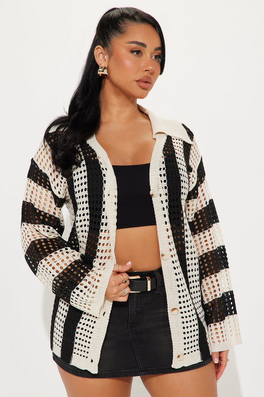 Seaside Bliss Crochet Shirt - Black/combo