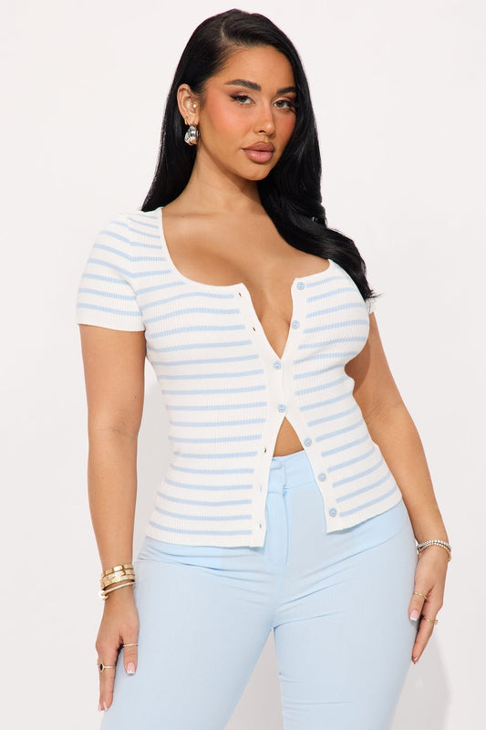 Kleo Striped Sweater Top - White/combo