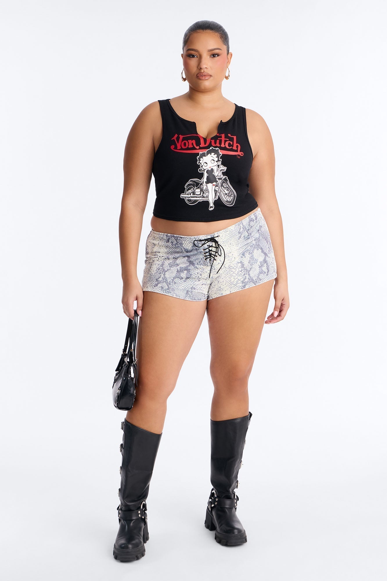 Wild For You Lace Up Snake Print Micro Short - Cream/combo