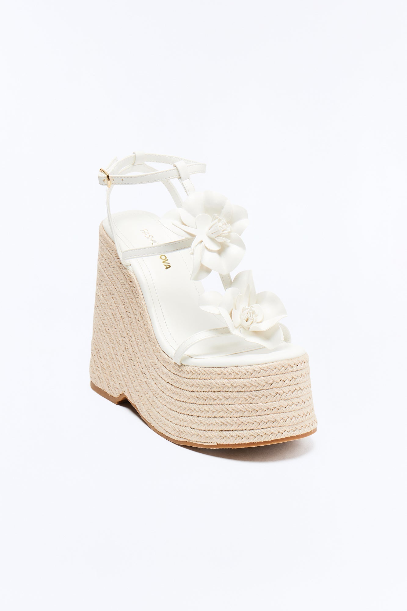 Andrea Floral Platform Wedges - White