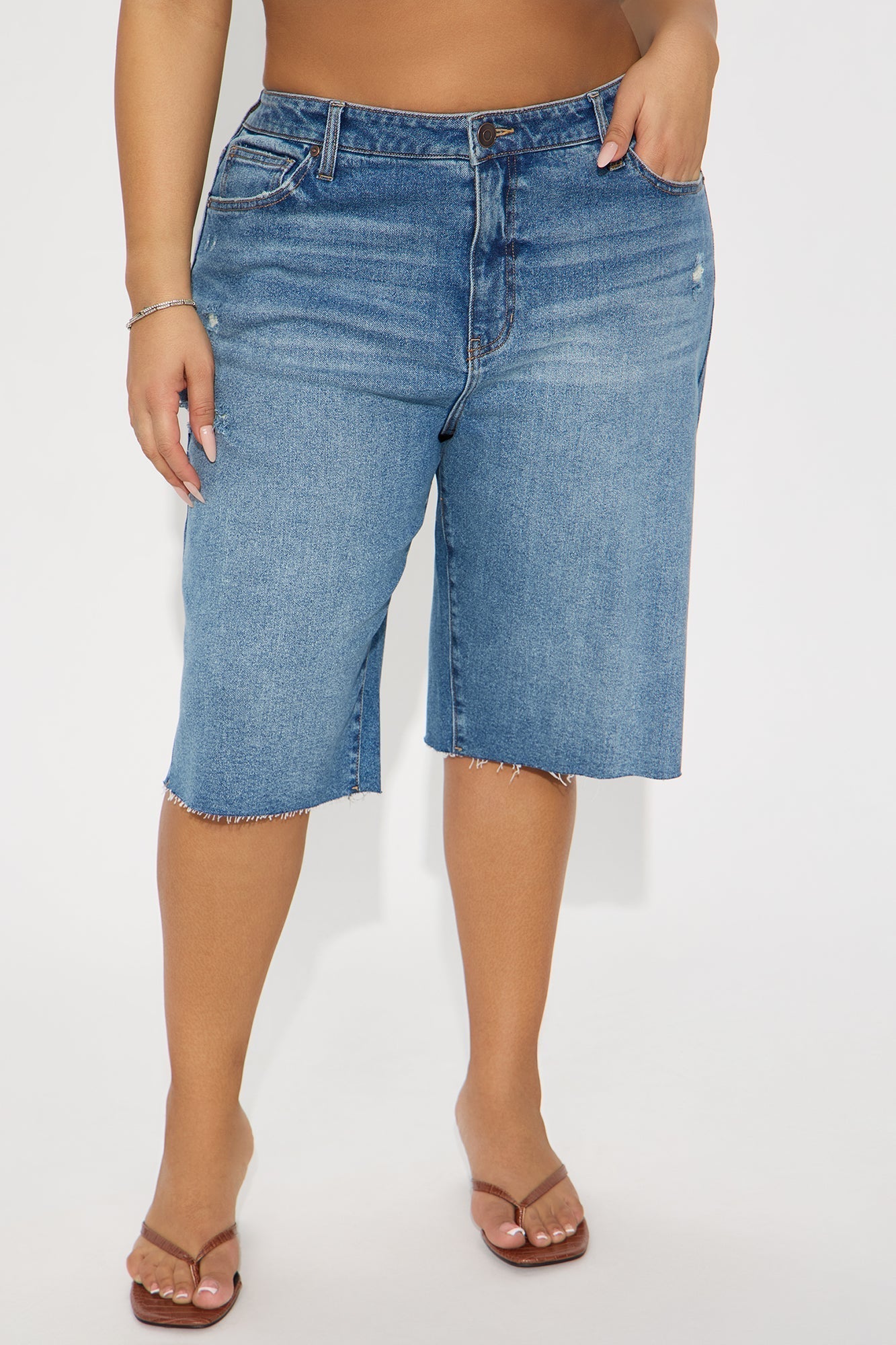Go On Your Way Stretch Baggy Denim Shorts - Medium Wash