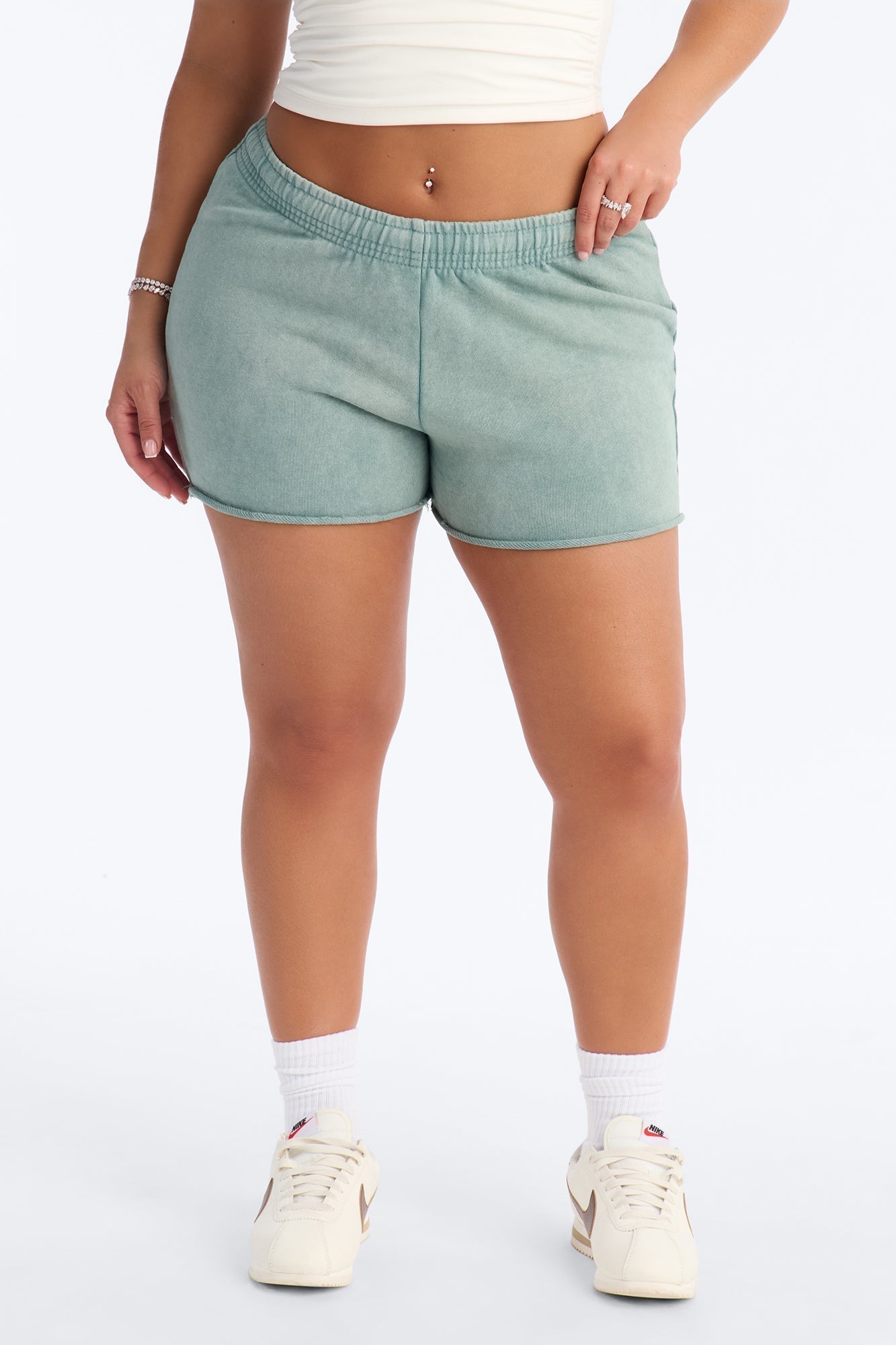 Maya Washed Micro Sweatshorts - Sage