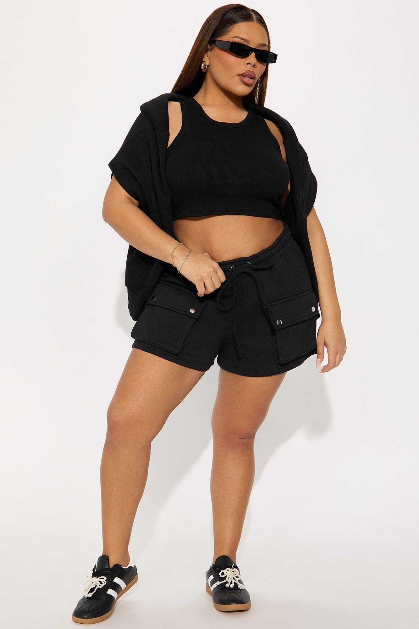 Put It In Your Pocket Fleece Shorts - Black