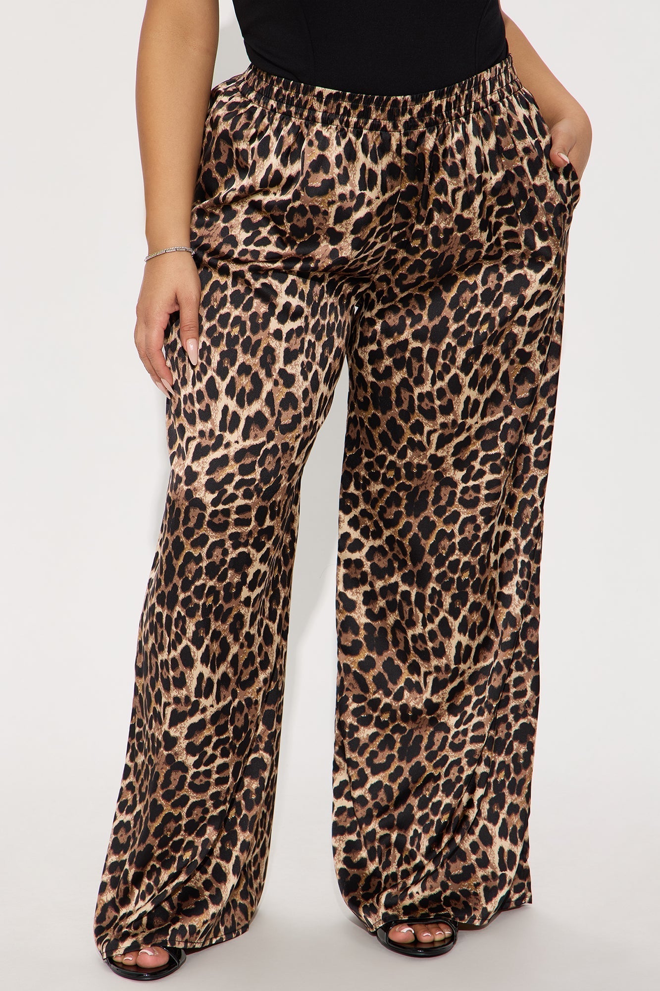 Audrey Leopard Satin Pant - Brown/combo
