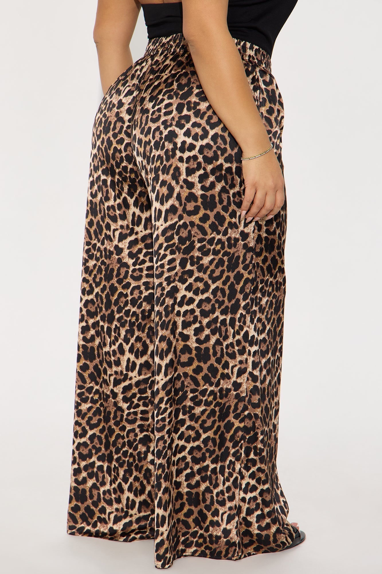 Audrey Leopard Satin Pant - Brown/combo
