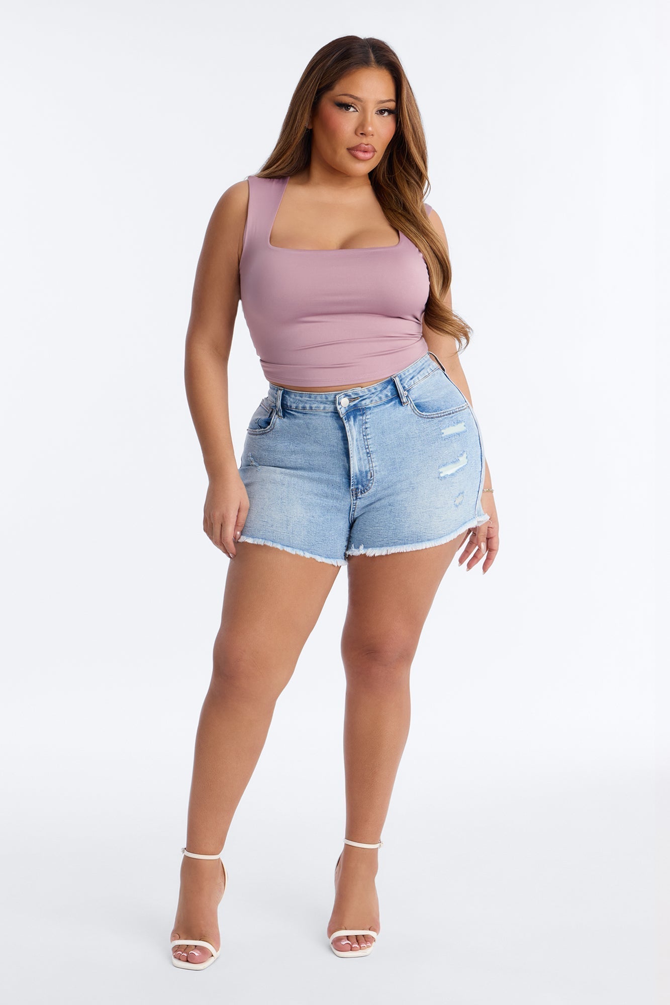 Beach Haven Cut Off Stretch Denim Shorts - Light Wash