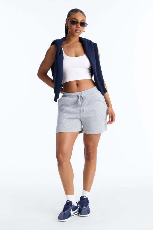 Jennifer Fleece Lounge Sweatshort - Heather Grey