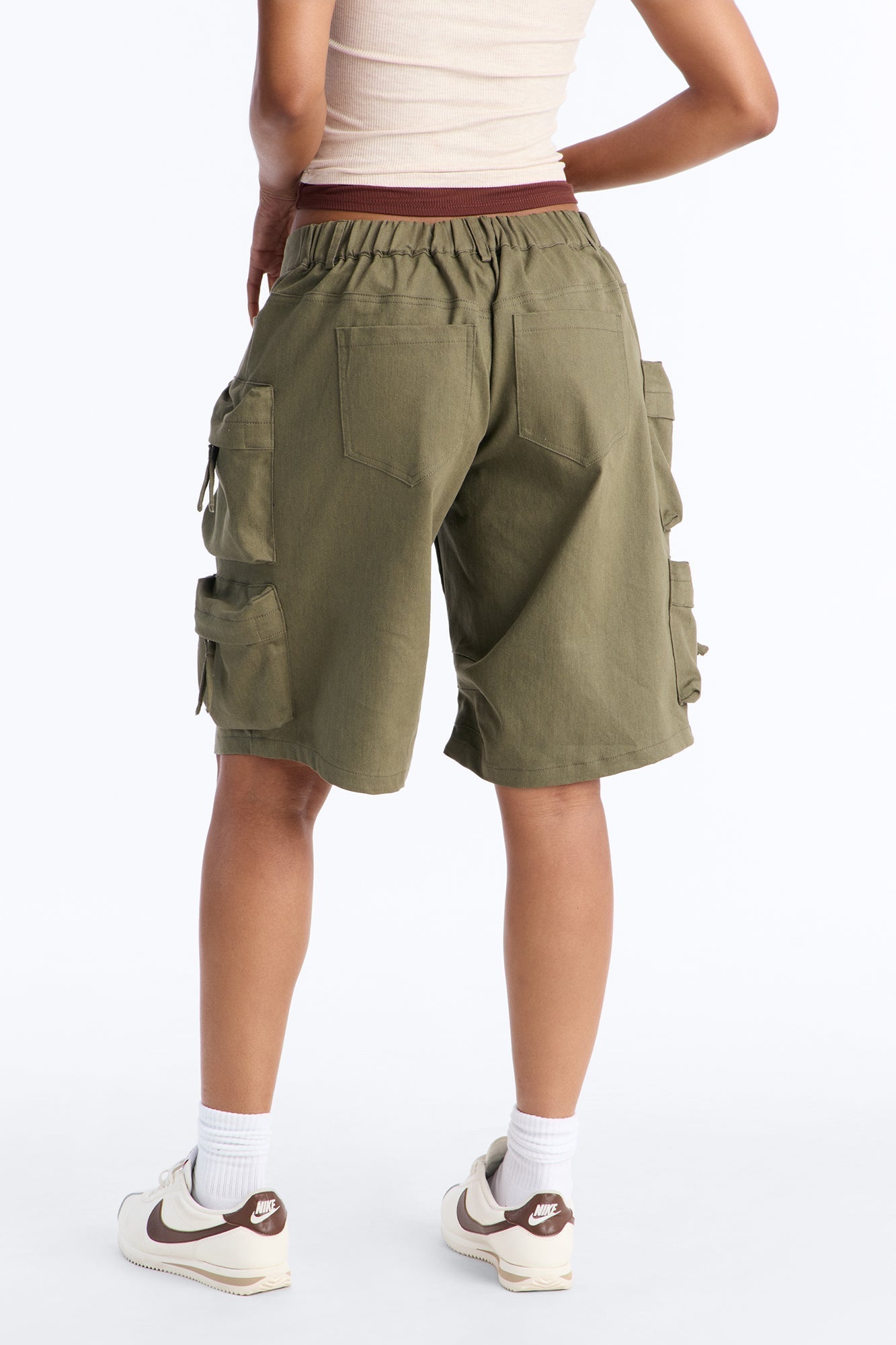 Can't Compete Low Rise Cargo Bermuda Short - Military Green