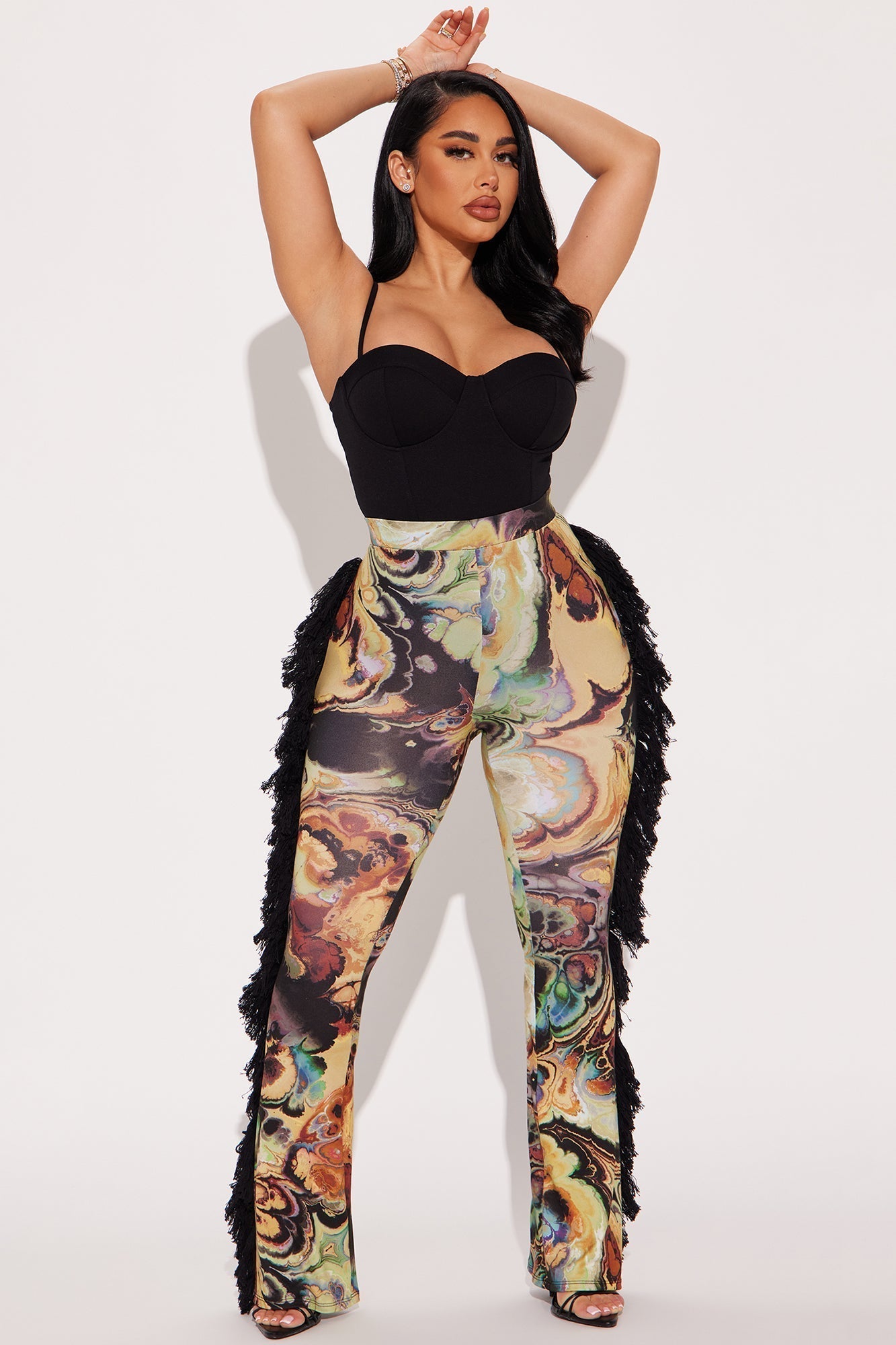 All At Once Fringe Flare Pant - Yellow/combo
