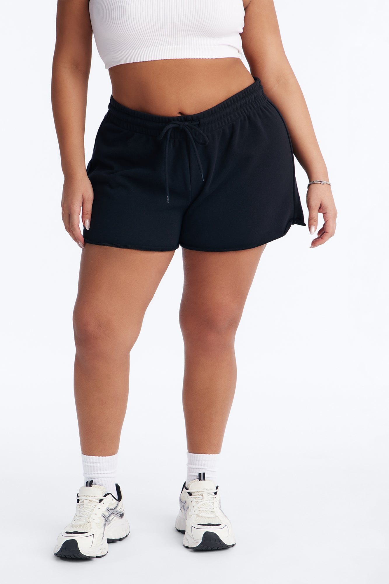 No Limits Raw Hem French Terry Short - Black