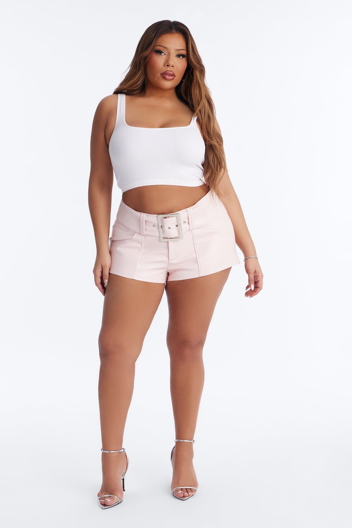 Festival Fever Belted Faux Leather Micro Short - Pink