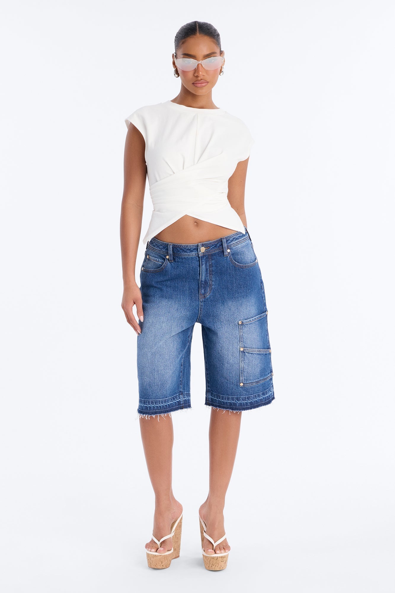Westbury Utility Denim Jorts - Dark Wash