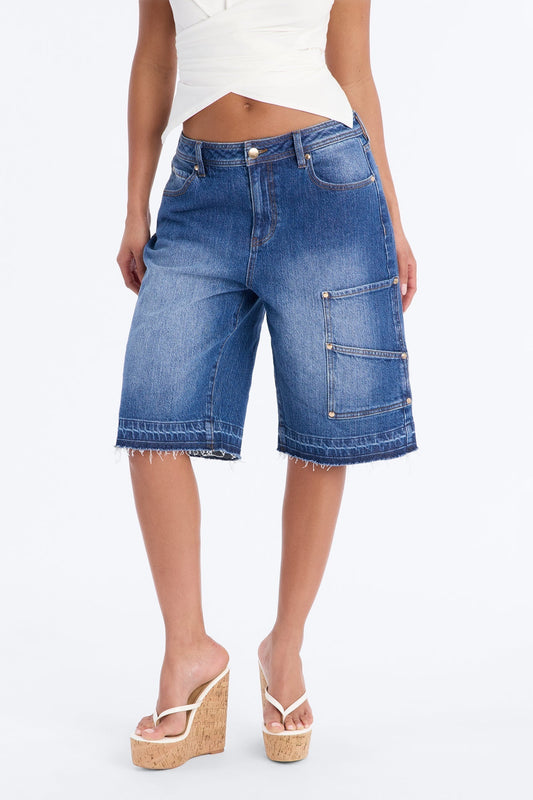Westbury Utility Denim Jorts - Dark Wash