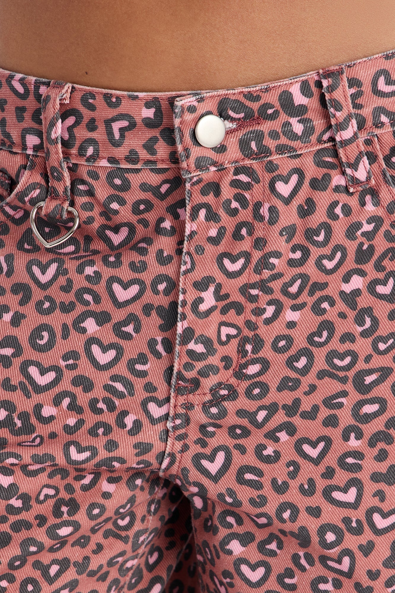 Wild At Heart Cheetah Print Denim Jorts - Pink/combo