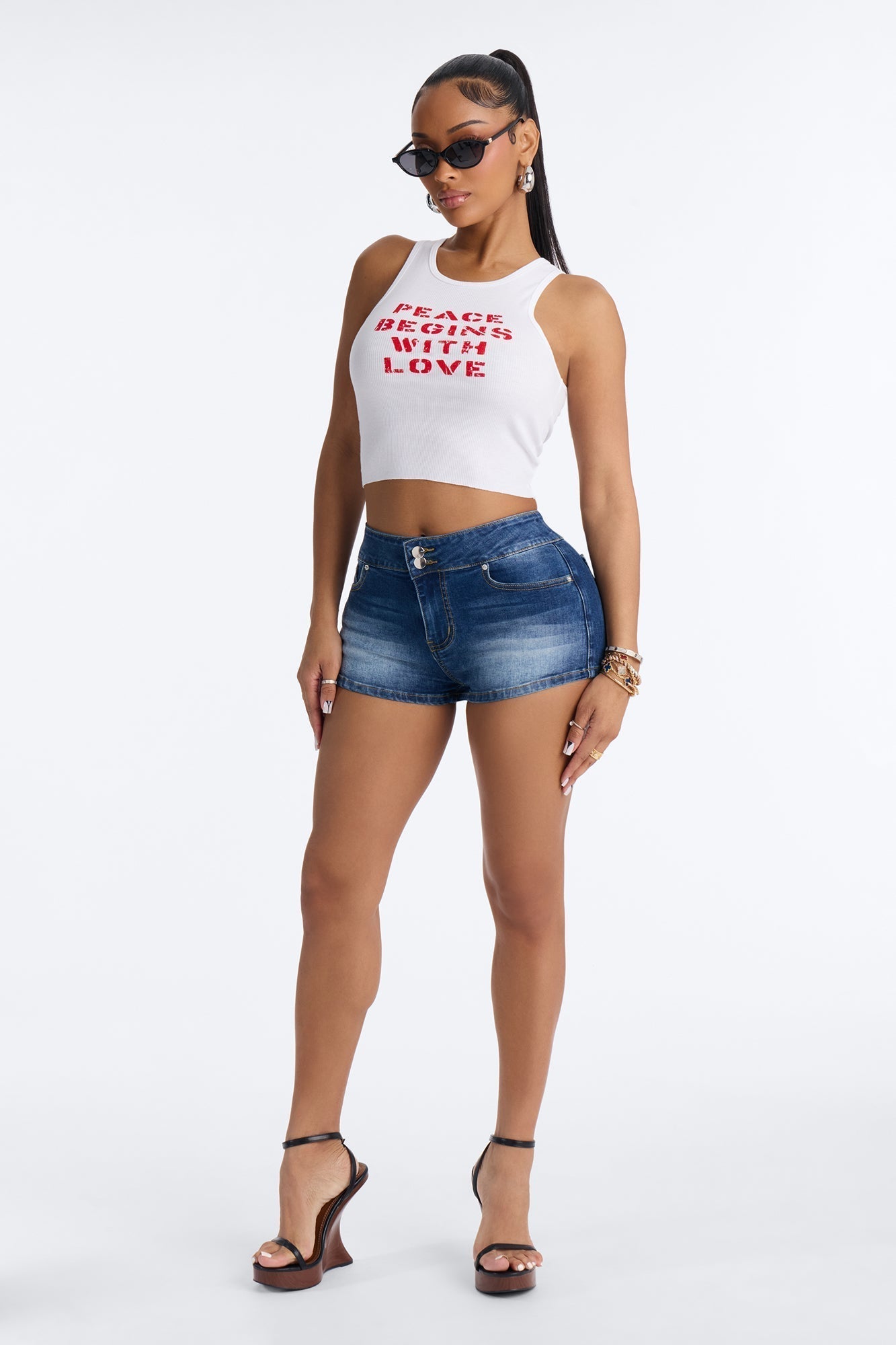 Surprise Surprise Low Rise Denim Shorts - Dark Wash