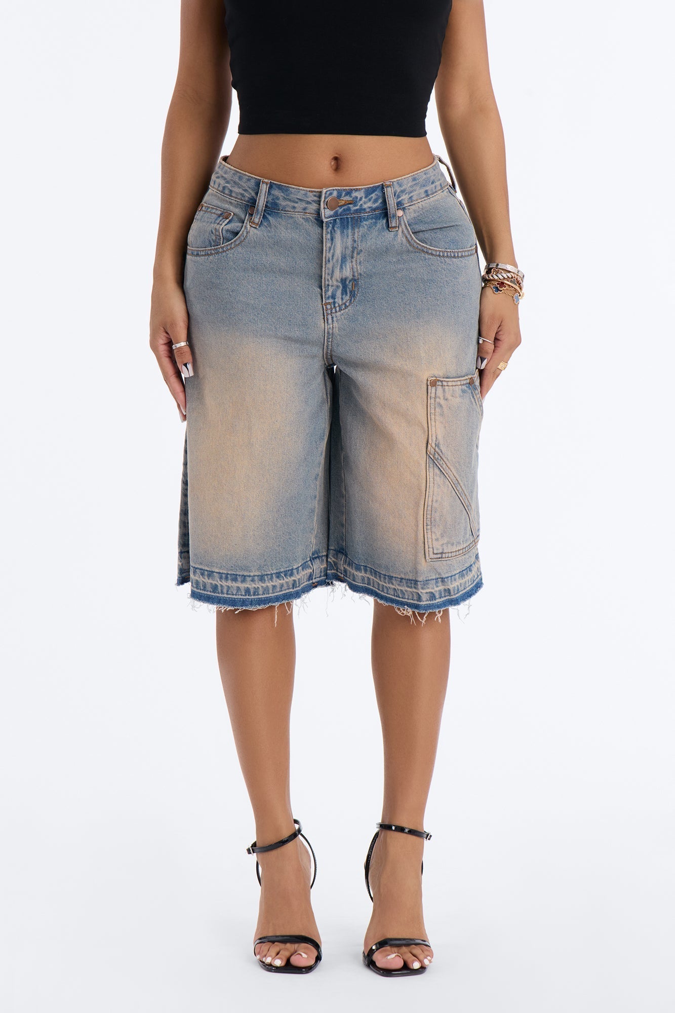 All About Me Tinted Denim Jorts - Vintage Wash