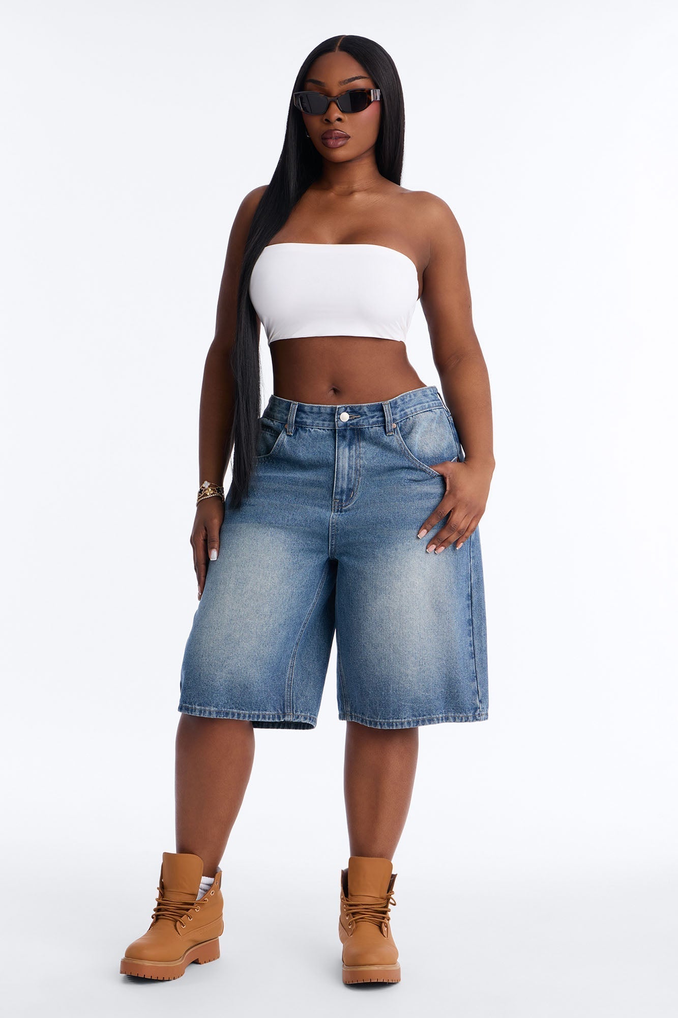 Basic Tinted Denim Jorts - Medium Wash