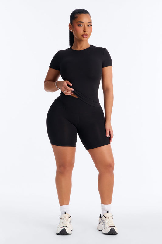 Myla Tricot Lounge Biker Shorts - Black