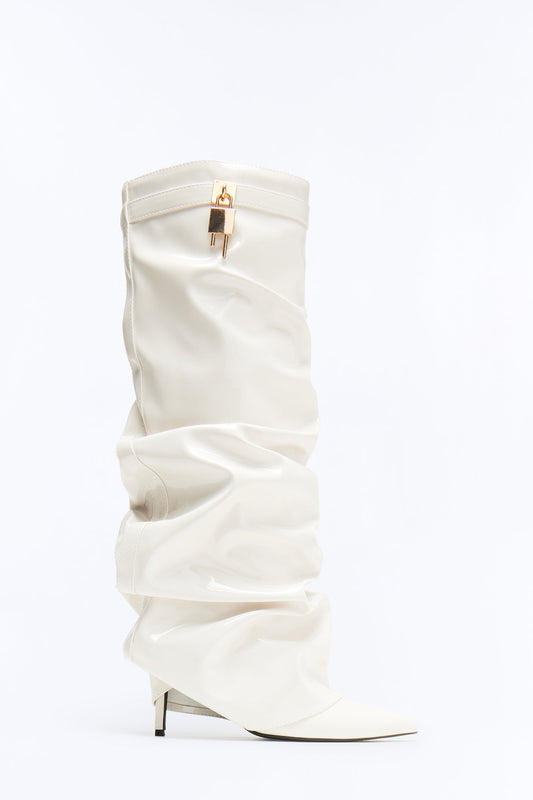 Atlas Patent Overlay Boots - Off White