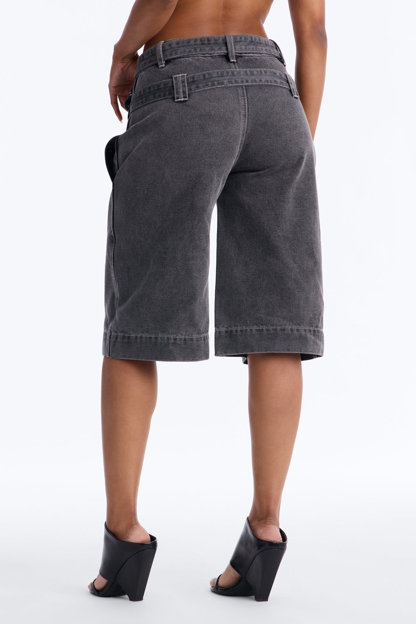 Loving London Belted Denim Jorts - Grey