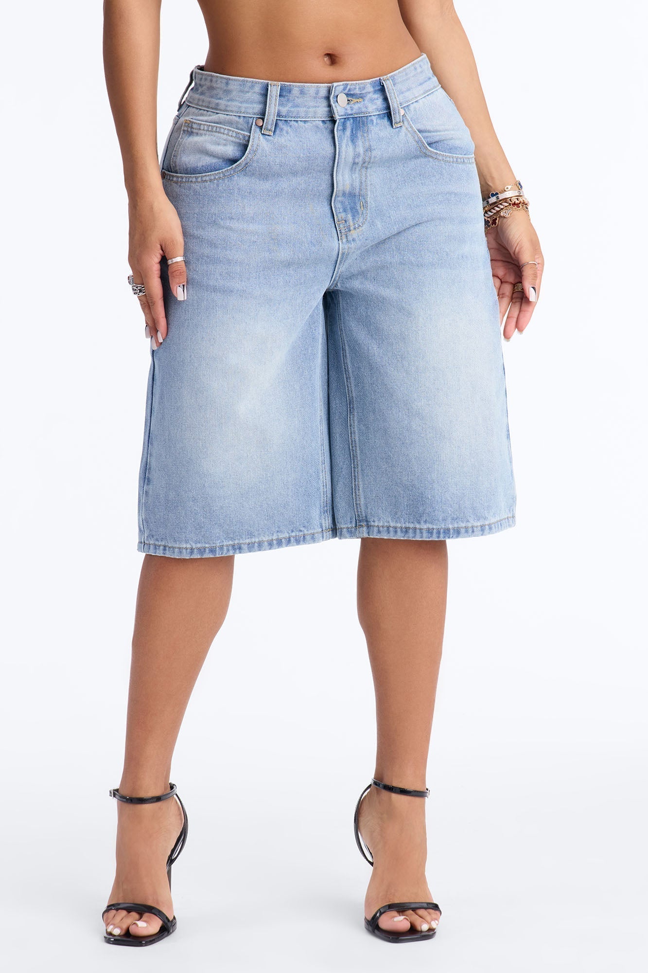 Basic Tinted Denim Jorts - Light Wash