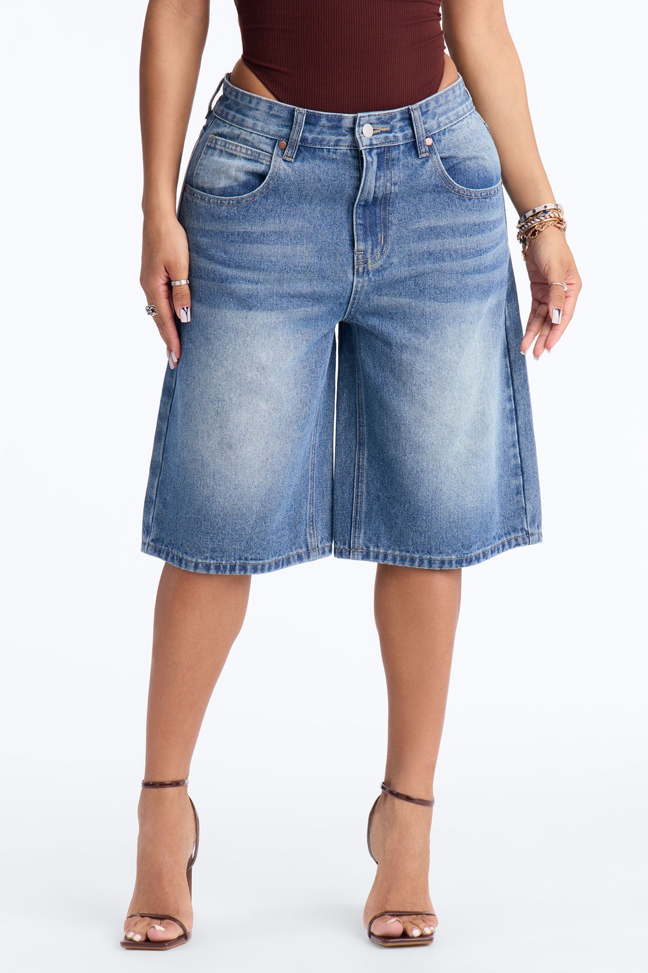 Basic Tinted Denim Jorts - Medium Wash