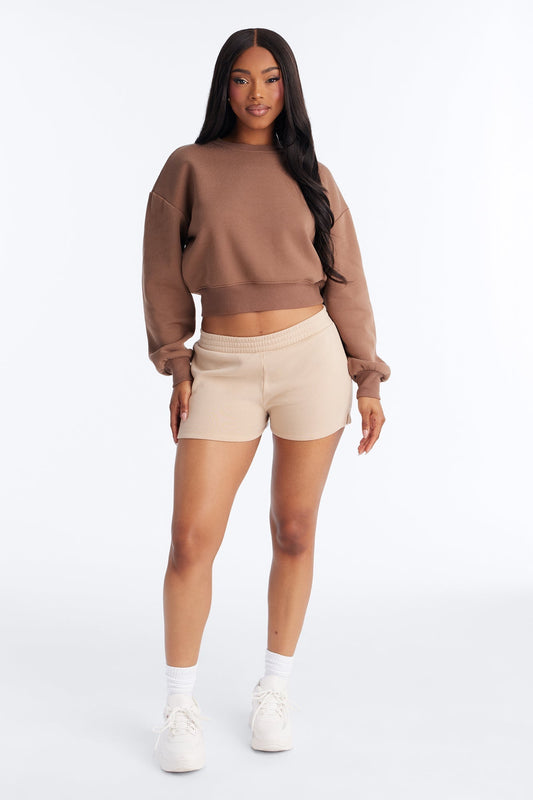 Jessica Fleece Lounge Micro Sweatshort - Taupe