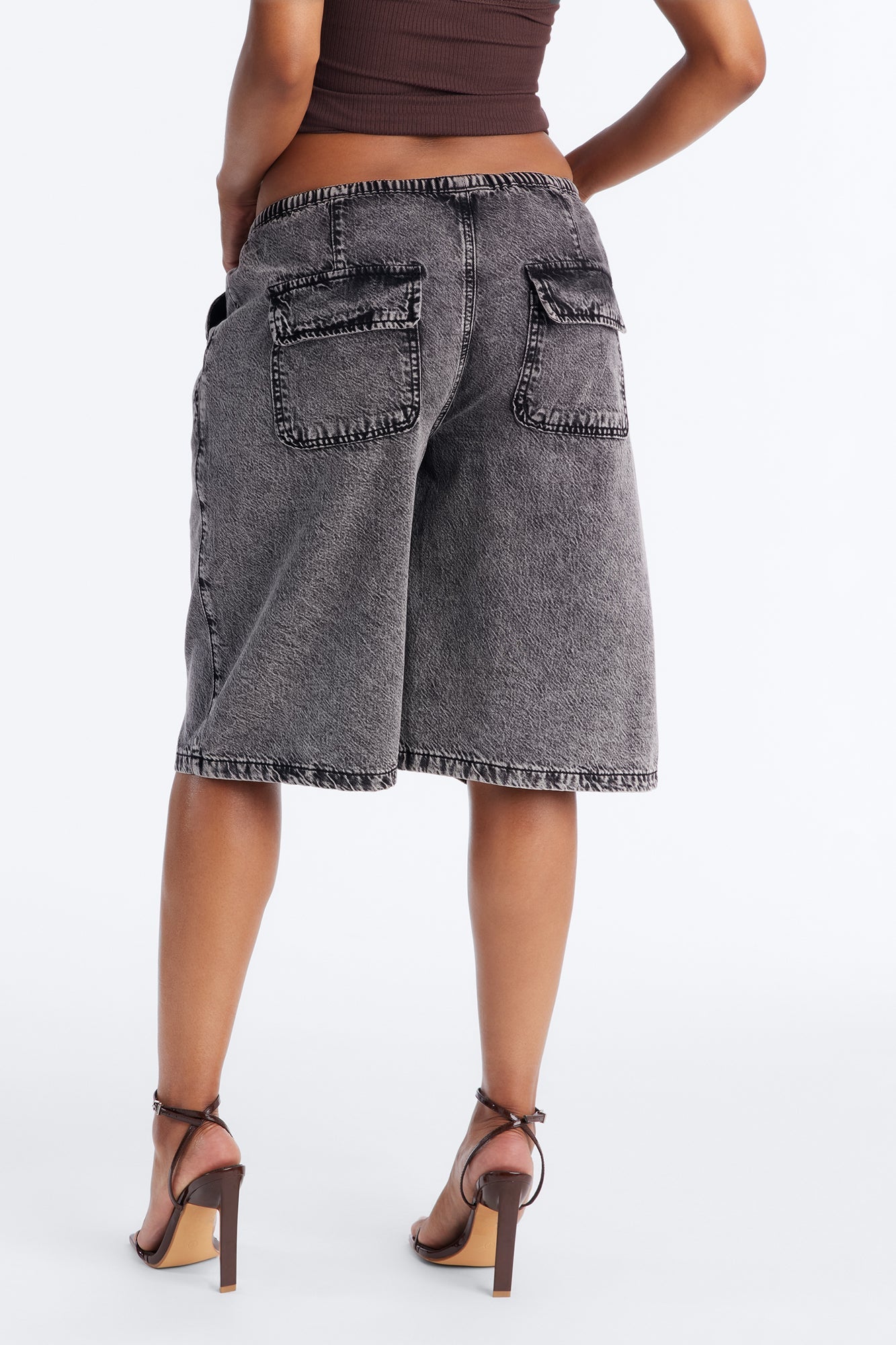 Baeside Tie Waist Denim Jorts - Black Wash