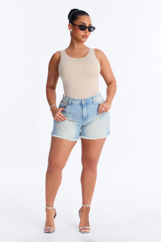 Kaleigh Stretch Denim Shorts - Vintage Wash