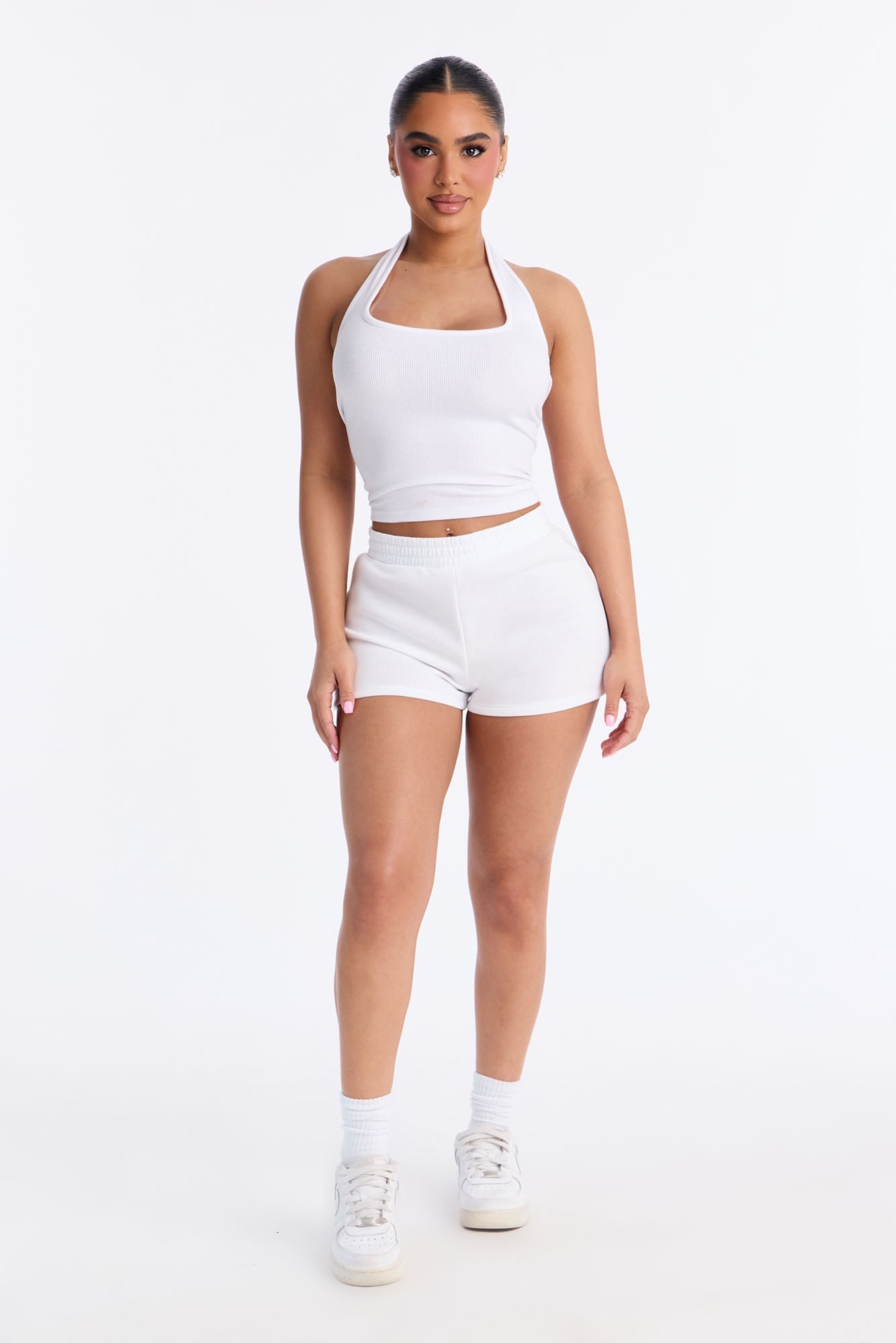 Jessica Fleece Lounge Micro Sweatshort - White