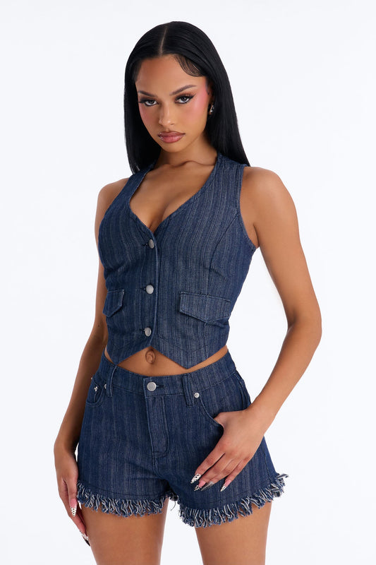 Respectfully Cut Off Denim Shorts - Dark Wash