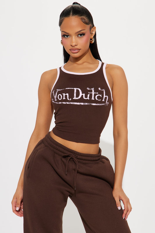 Von Dutch Ringer Tank Top - Brown