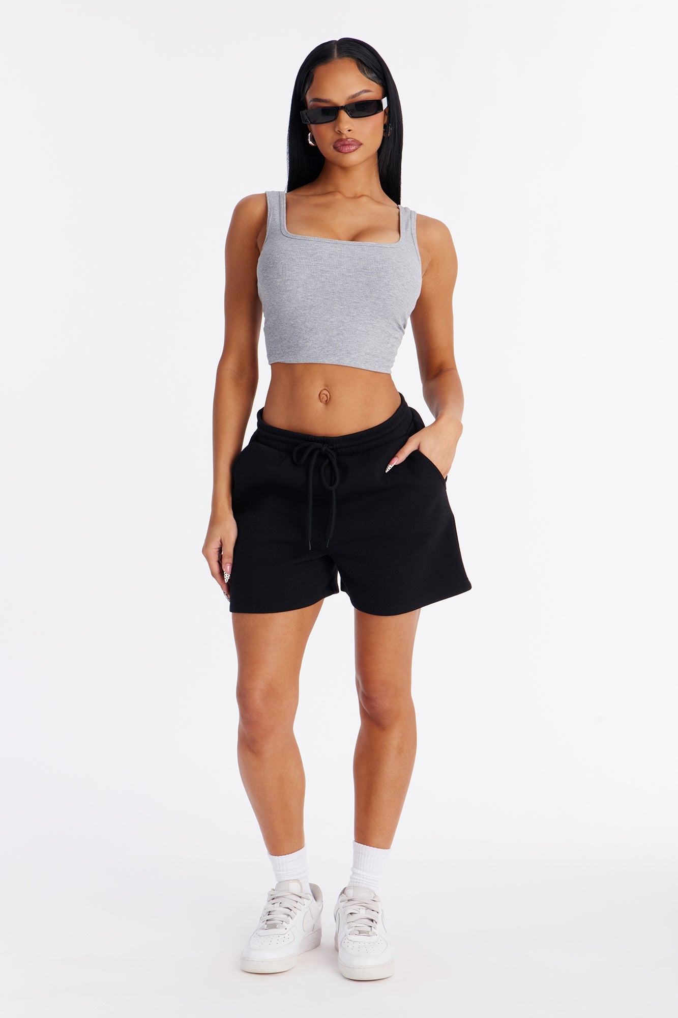 Jennifer Fleece Lounge Sweatshort - Black